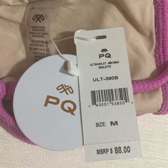 PILYQ Bikini Set; ULTRA VIOLET Midi Ring Bralette Top & Reef Teeny Bottom Size M - Picture 6 of 7